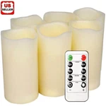 6X Led Flameless Candles Wax Pillar Battery Operated Remote Control Timer. Fixed Price $26.98.