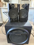Insignia 2.1 Bluetooth Desktop Speaker System With Subwoofer Model NS-PSB4521. Fixed Price $74.10.