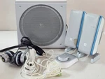 Logitech Z3 Desktop Speakers System Subwoofer Wired Remote S-0085A + Headsets. Fixed Price $79.99.