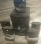 Acoustic Audio AA5400 2.1 Channel Wired Speaker System W/ Subwoofer, Black. Fixed Price $50.00.